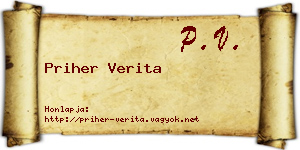 Priher Verita névjegykártya